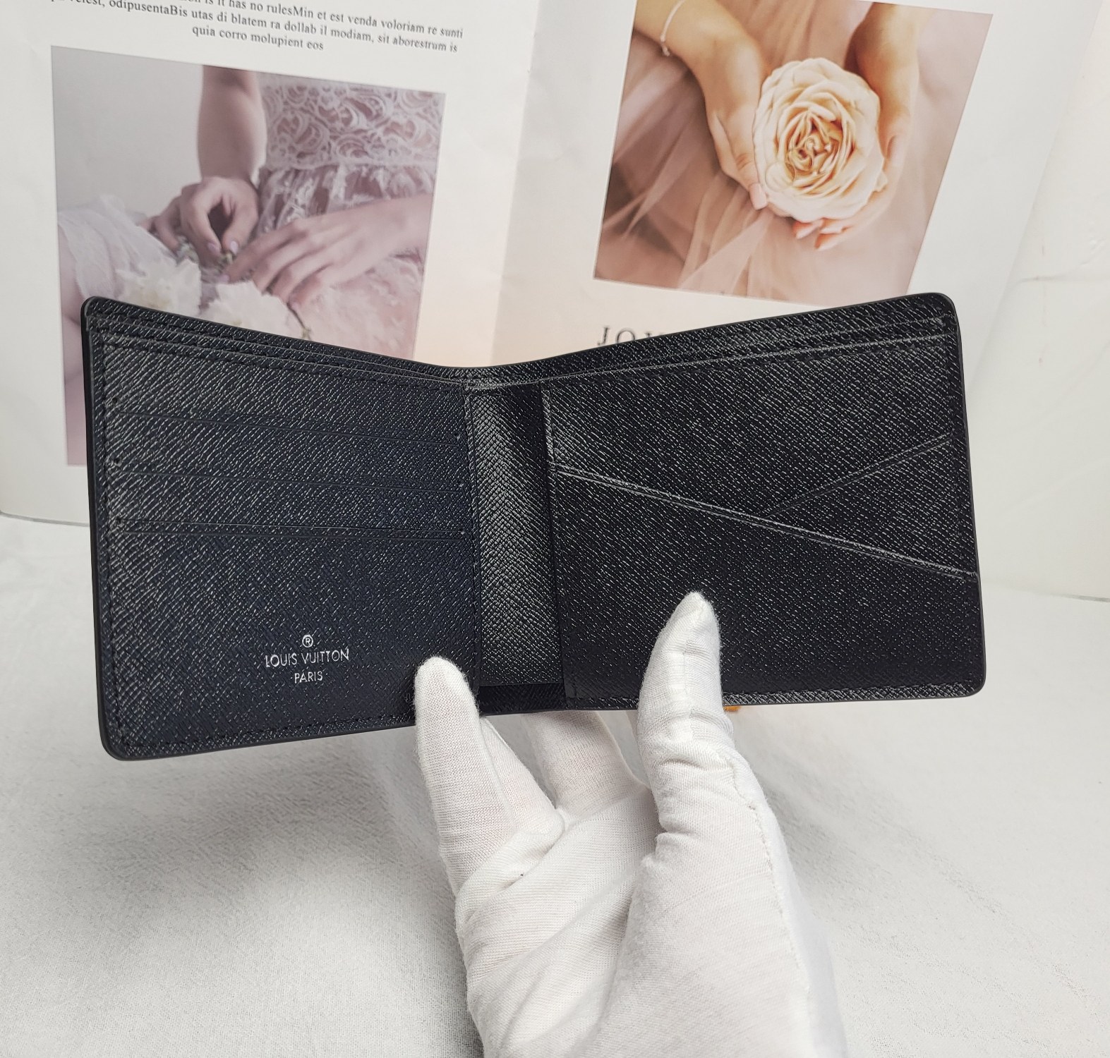 Premium Leather Bifold Wallet Texture Close-Up