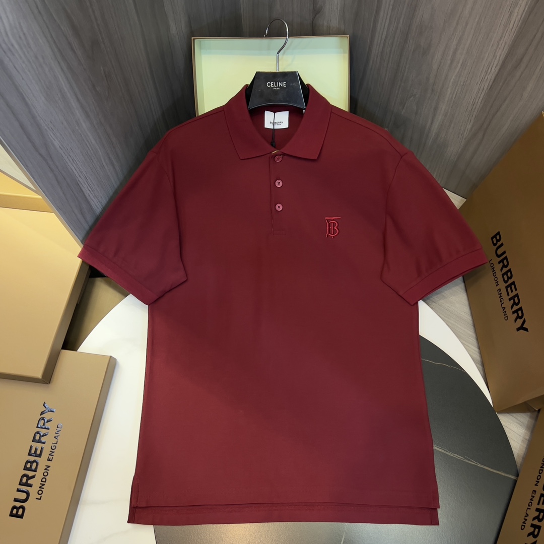 Burberry Clothing Polo Embroidery Men Cotton Mesh Cloth Casual