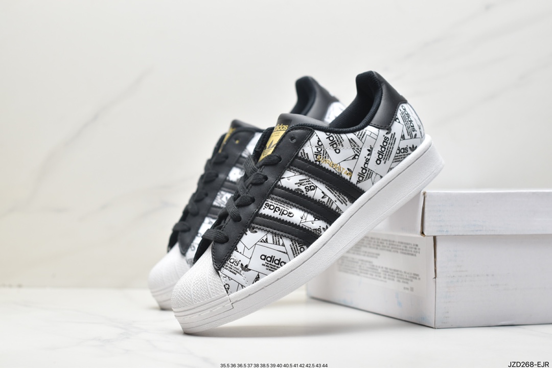 Adidas Clover Originals Superstar ”Sail/Green/Lace” shell toe series low-cut sneakers FW3567