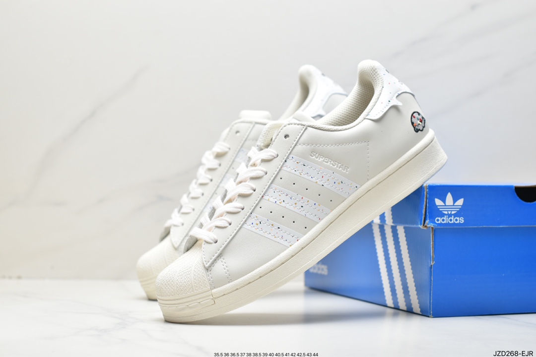 Adidas Clover Originals Superstar ”Sail/Green/Lace” shell toe series low-cut sneakers FW3567