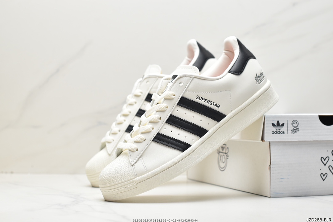 Adidas Clover Originals Superstar ”Sail/Green/Lace” shell toe series low-cut sneakers FW3567