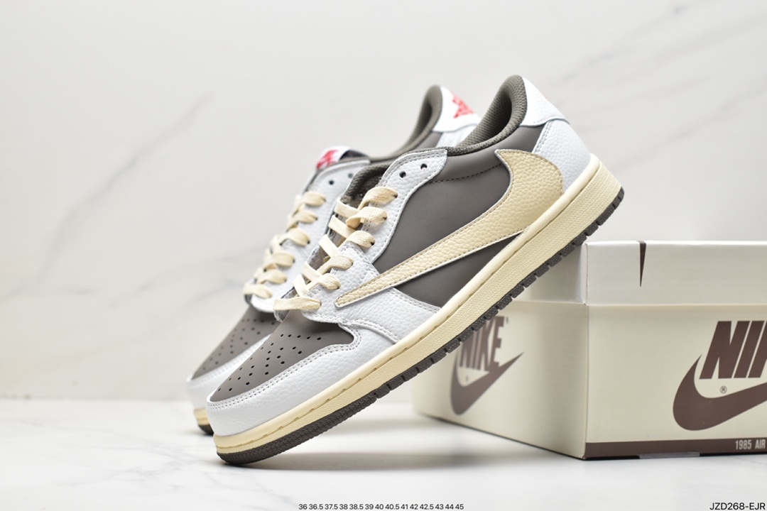 140 Travis Scott x Air Jordan 1 Low AJ1 乔丹1代低帮篮球鞋/TS联名深棕倒钩 CQ4277-001