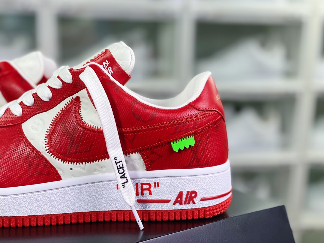 550 【Louis Vuitton】 x 【Nike】 Air Force 1'07 LV8 Low”Red/White/Black/LV Monogram” “大学红白黑LV压纹老花”AEU3BM16M693-1A9VA7