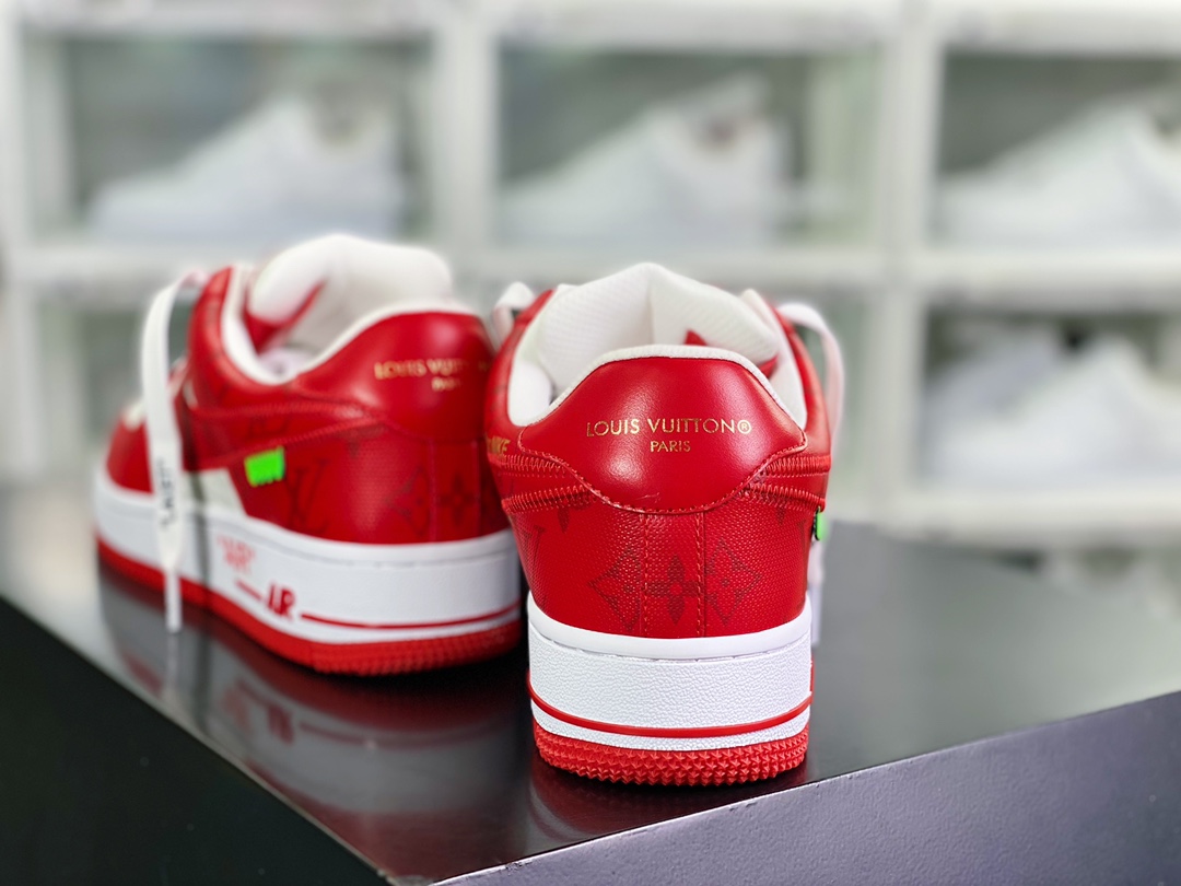 550 【Louis Vuitton】 x 【Nike】 Air Force 1'07 LV8 Low”Red/White/Black/LV Monogram” “大学红白黑LV压纹老花”AEU3BM16M693-1A9VA7
