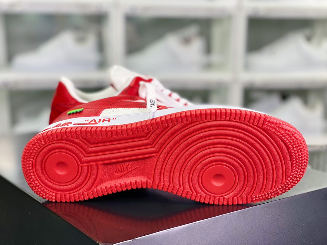550 【Louis Vuitton】 x 【Nike】 Air Force 1'07 LV8 Low”Red/White/Black/LV Monogram” “大学红白黑LV压纹老花”AEU3BM16M693-1A9VA7