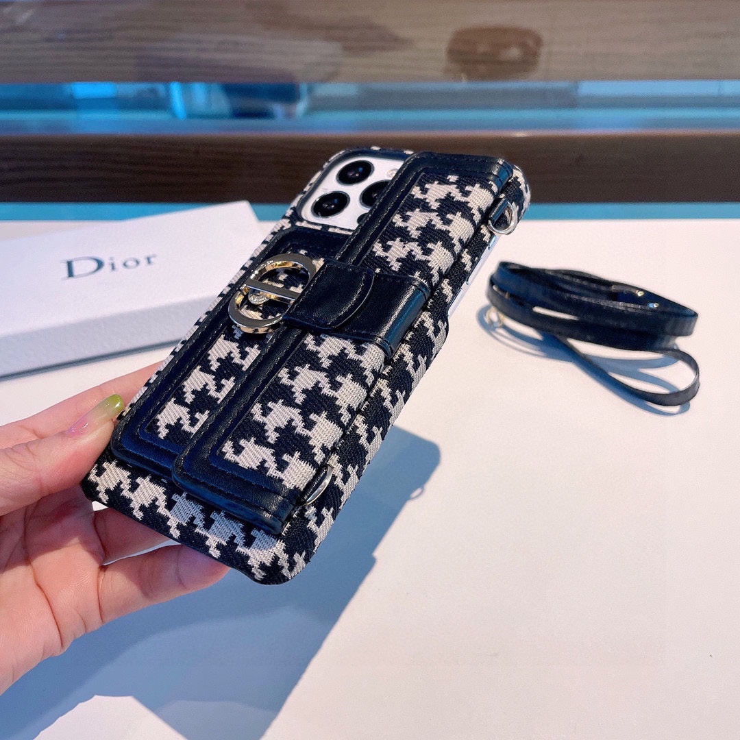 Dior迪奥千鸟格斜挎卡包手机壳型号