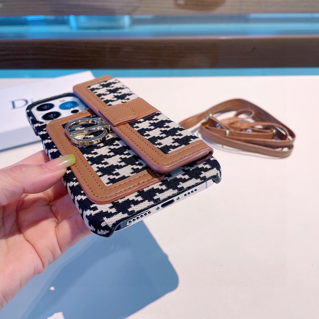 Dior迪奥千鸟格斜挎卡包手机壳型号