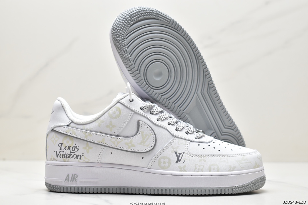140 Louis Vuitton x Nike Air Force 1 07 LV8”White/Dark Grey/LV Monogram”空军一号DR9868-200