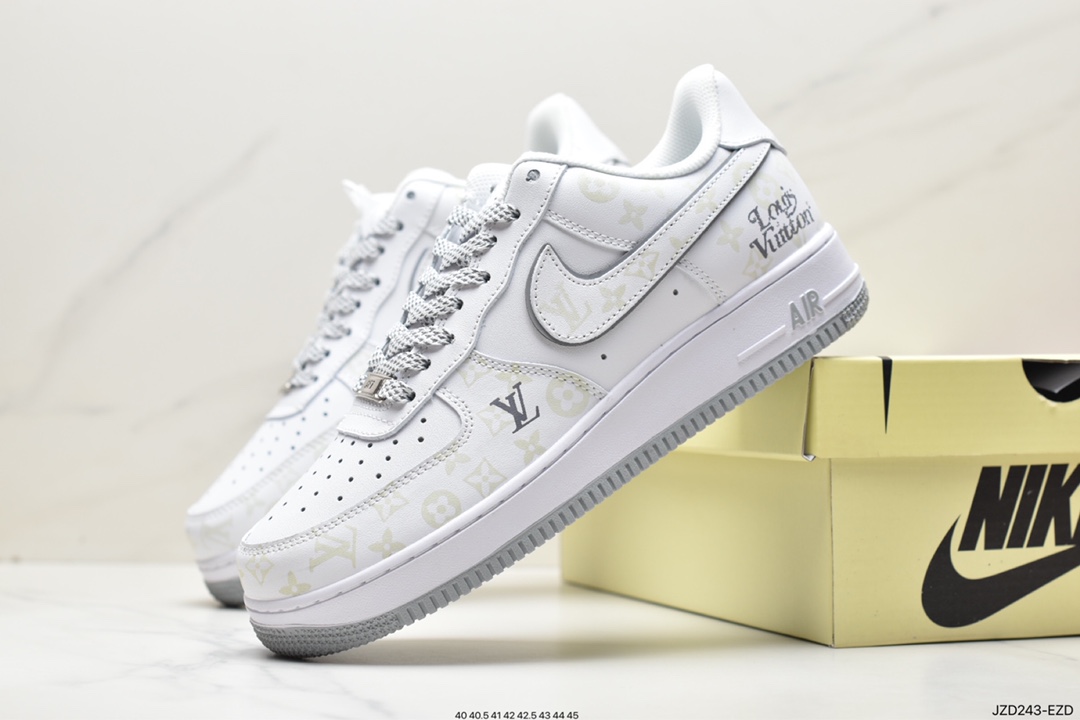 140 Louis Vuitton x Nike Air Force 1 07 LV8”White/Dark Grey/LV Monogram”空军一号DR9868-200
