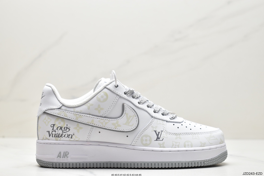 140 Louis Vuitton x Nike Air Force 1 07 LV8”White/Dark Grey/LV Monogram”空军一号DR9868-200