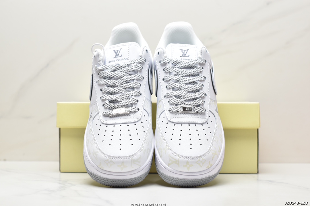 140 Louis Vuitton x Nike Air Force 1 07 LV8”White/Dark Grey/LV Monogram”空军一号DR9868-200
