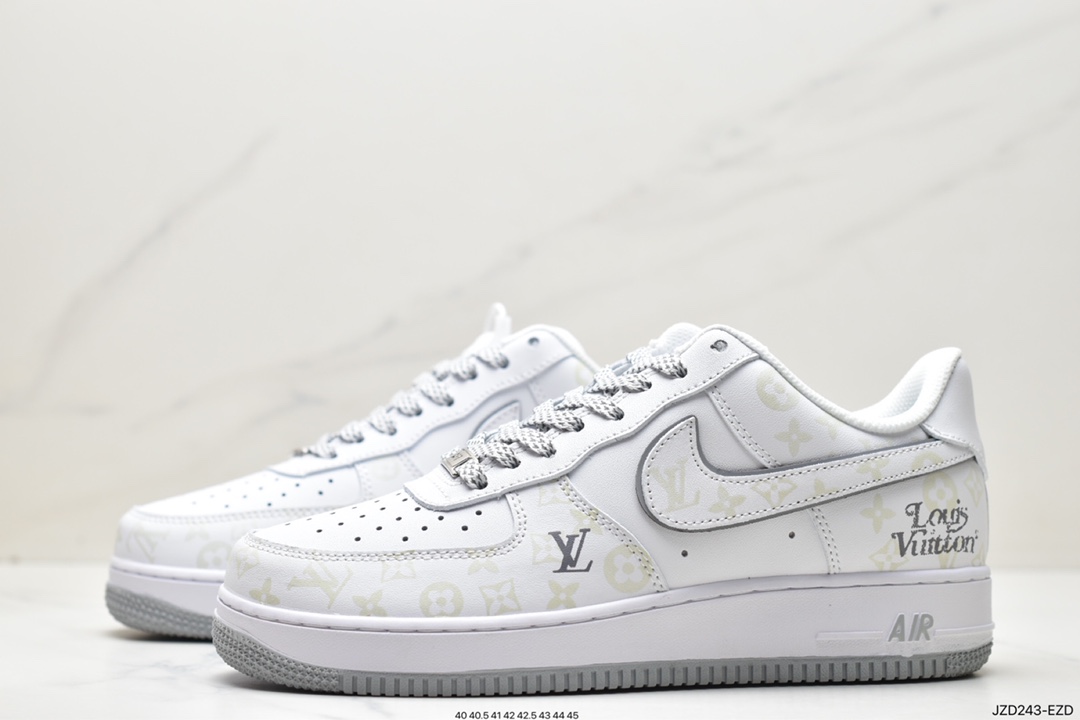 140 Louis Vuitton x Nike Air Force 1 07 LV8”White/Dark Grey/LV Monogram”空军一号DR9868-200