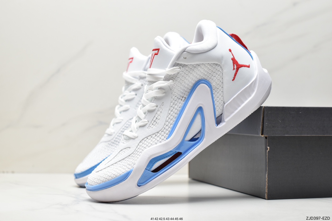 Nike Air Jordan Tatum 1 ”Archer Ave” JT1 series mid-top breathable lightweight sneakers ”White Blue Red” DX5572-100