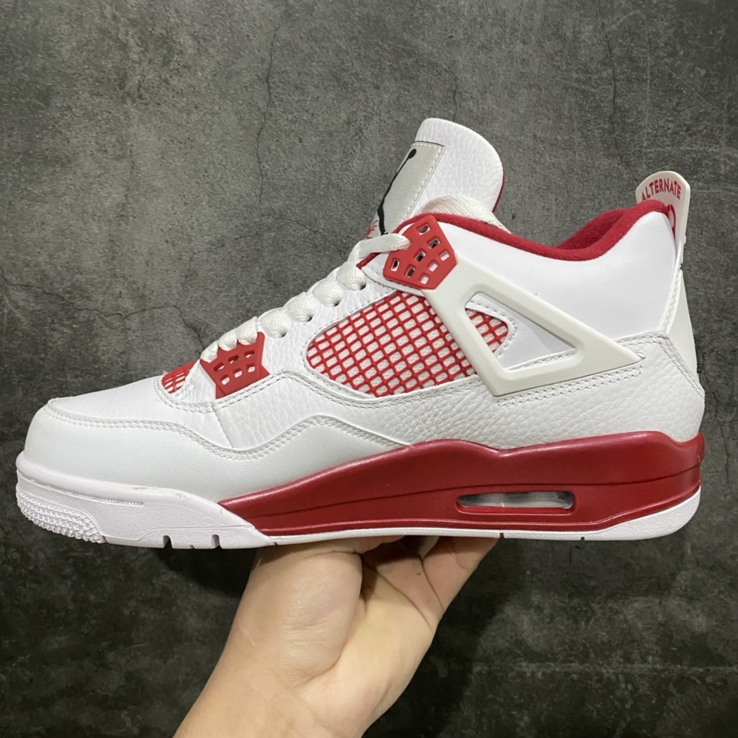 图片[2]-原厂版 Air Jordan AJ4亚特兰大 白红 308497-106n此配色市场最好的版本n皮料为头层荔枝纹软皮n正确针车 超高清洁度 鞋型到位 网格不打皱 尺码：40-47.5-莆田鞋批发中心