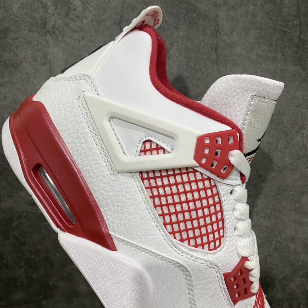 图片[7]-原厂版 Air Jordan AJ4亚特兰大 白红 308497-106n此配色市场最好的版本n皮料为头层荔枝纹软皮n正确针车 超高清洁度 鞋型到位 网格不打皱 尺码：40-47.5-莆田鞋批发中心