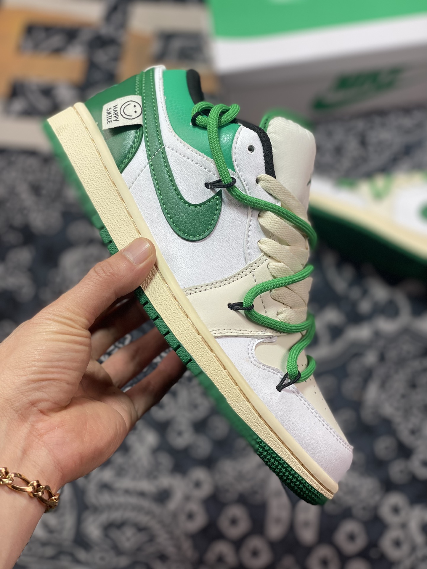 260  Air Jordan 1 Low”Black/Mystic Green”AJ1乔丹一代低帮“氧化黑绿脚趾绑绳”553560-129