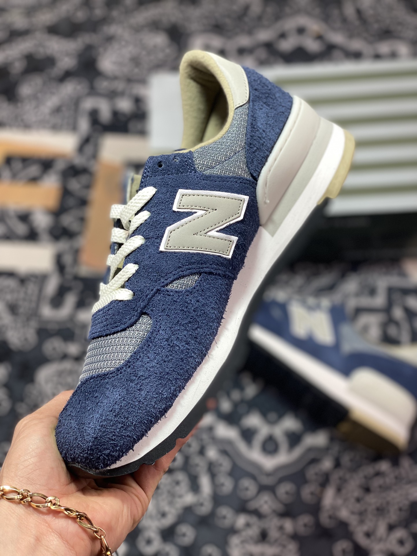 200  Carhartt WIP x NB新百伦New Balance Made in USA 990V1”Dark Navy”高端美产慢跑鞋“联名暗夜蓝银灰”M990CH1