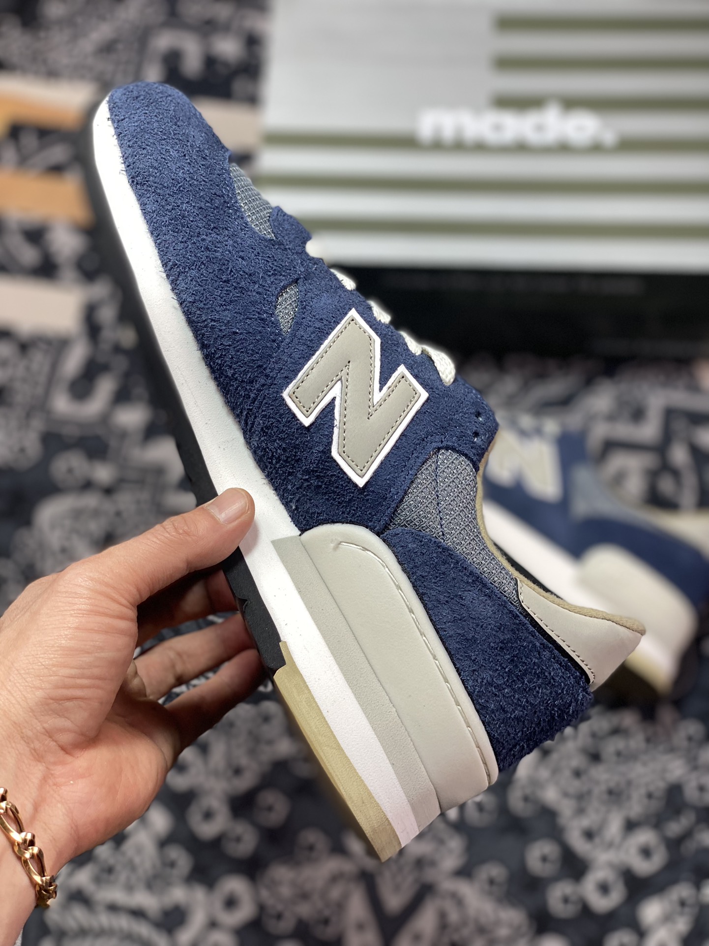 200  Carhartt WIP x NB新百伦New Balance Made in USA 990V1”Dark Navy”高端美产慢跑鞋“联名暗夜蓝银灰”M990CH1