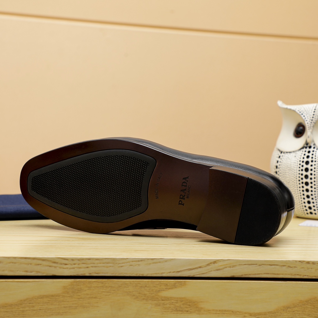 Prada Men's Leather Loafers Classic Slip-On Dress Shoes, Black & Brown 10 i1679283992 5568 8