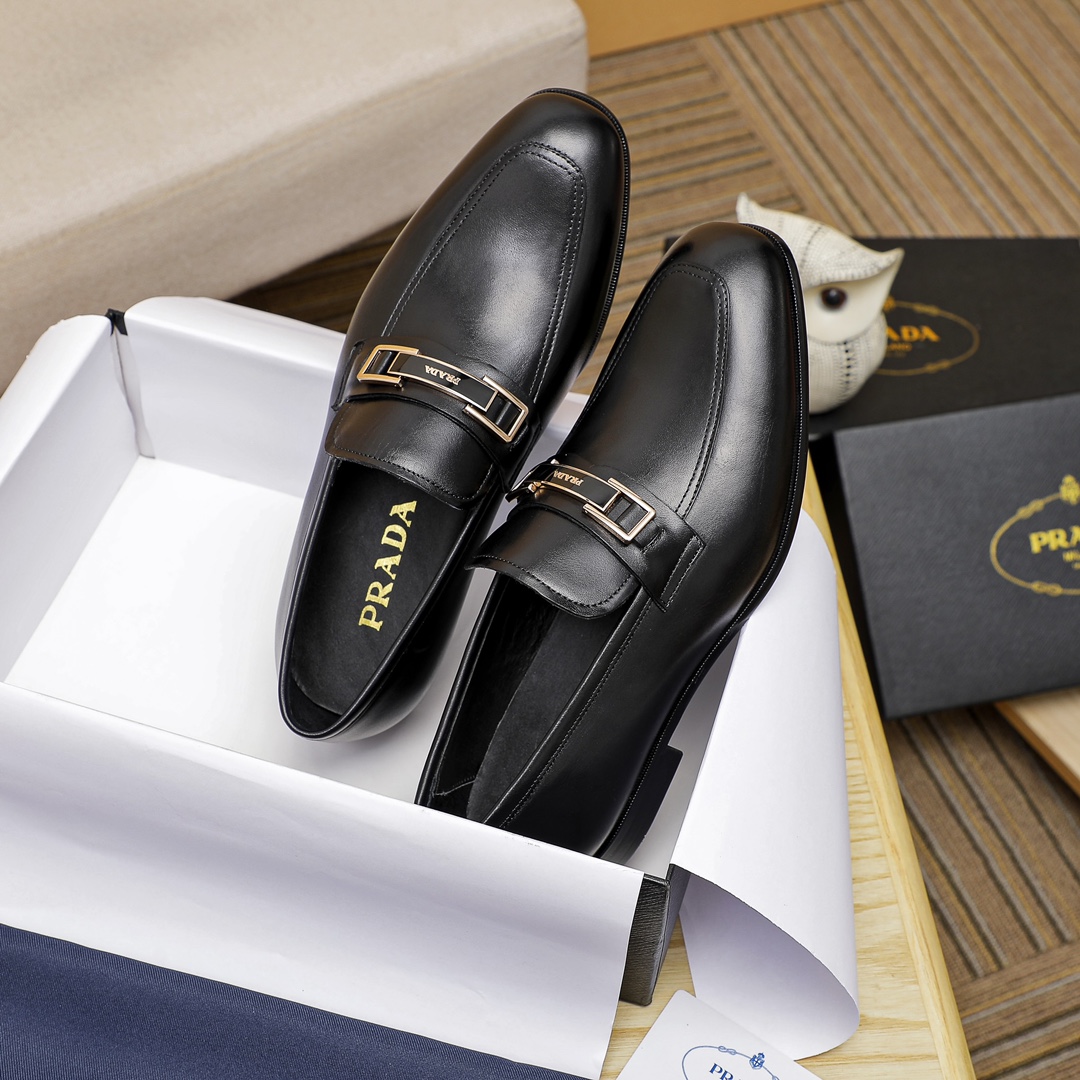 Prada Men's Leather Loafers with Anti-Slip Rubber Sole - Black and Brown 4 i1679284058 2334 2