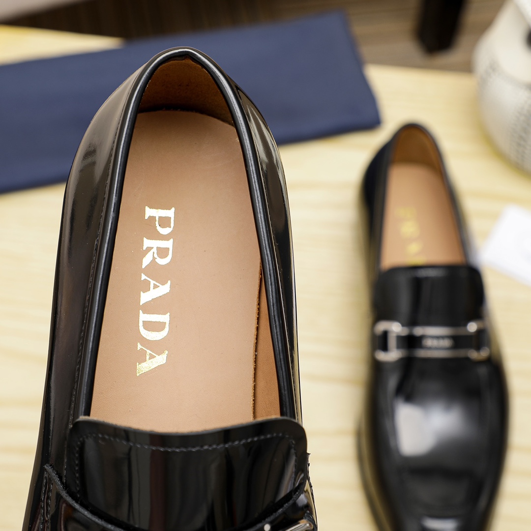 Prada Men's Black Leather Loafers with Buckle Detail, Size 39-44 8 i1679284212 1096 6