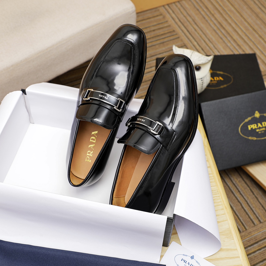 Prada Men's Black Leather Loafers with Buckle Detail, Size 39-44 4 i1679284212 1622 2