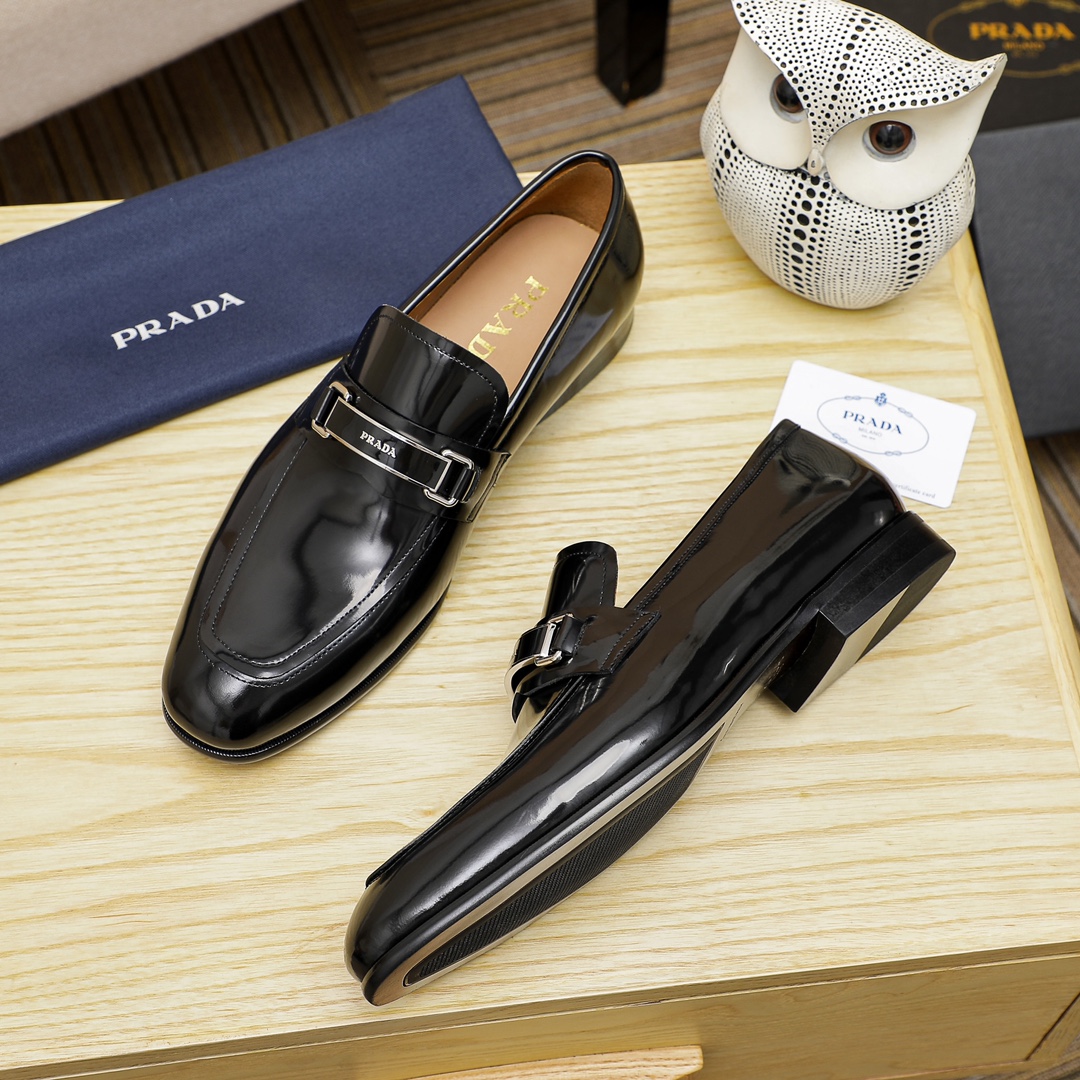 Prada Men's Black Leather Loafers with Buckle Detail, Size 39-44 6 i1679284212 363 4