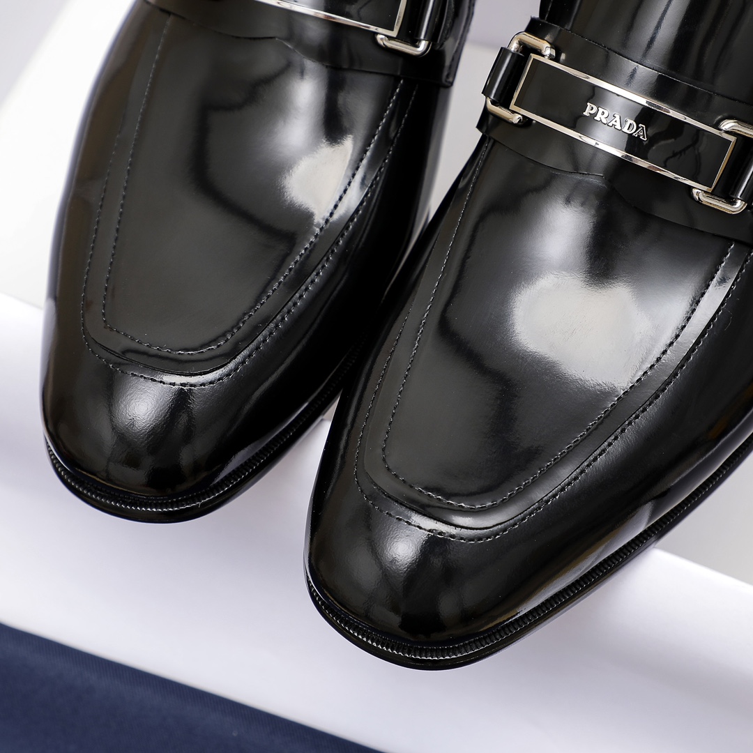 Prada Men's Black Leather Loafers with Buckle Detail, Size 39-44 7 i1679284212 4032 5