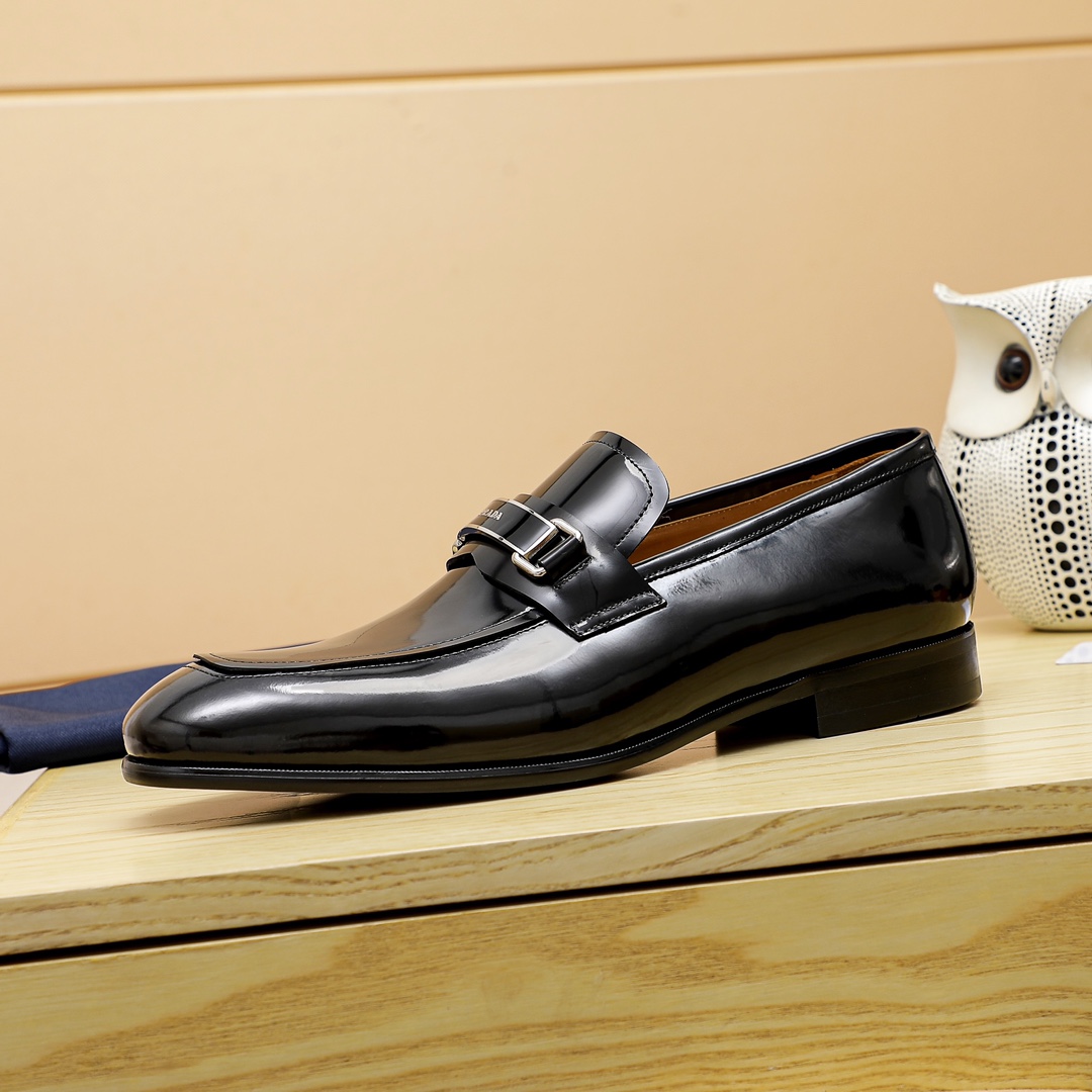 Prada Men's Black Leather Loafers with Buckle Detail, Size 39-44 5 i1679284212 6101 3