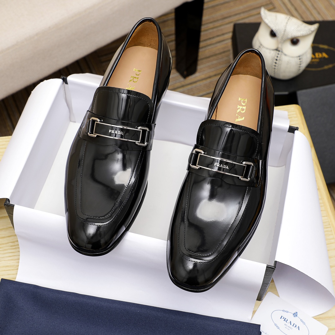 Prada Men's Black Leather Loafers with Buckle Detail, Size 39-44 3 i1679284212 9789 1