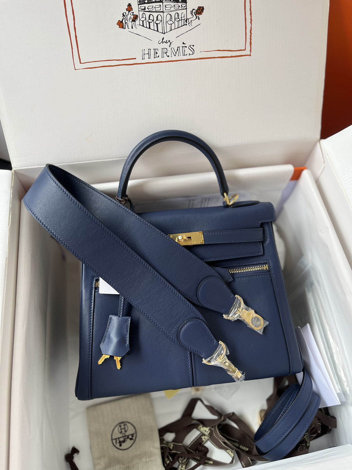 Hermes Kelly Buy
 Handbags Crossbody & Shoulder Bags Blue Gold Hardware