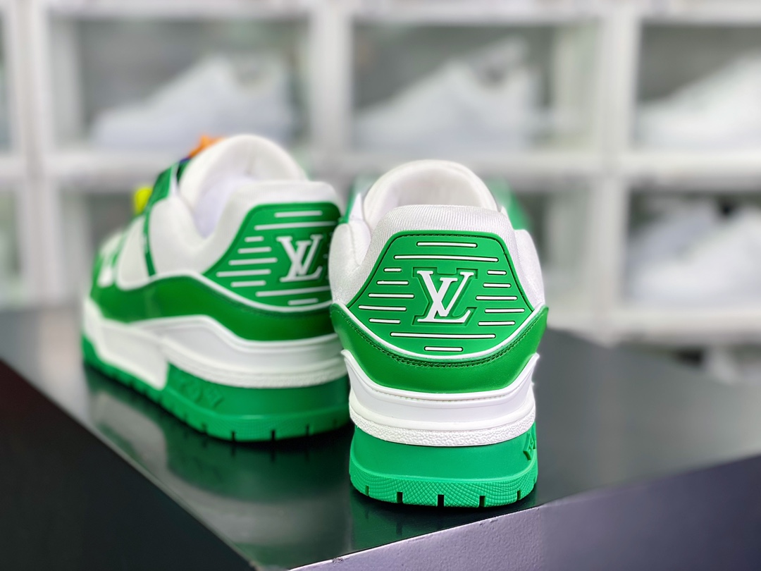 【Louis Vuitton】 Trainer Maxi Low Sneaker 面包版马克西系列低帮板鞋“绿白多彩鞋带串珠”1AB8SR