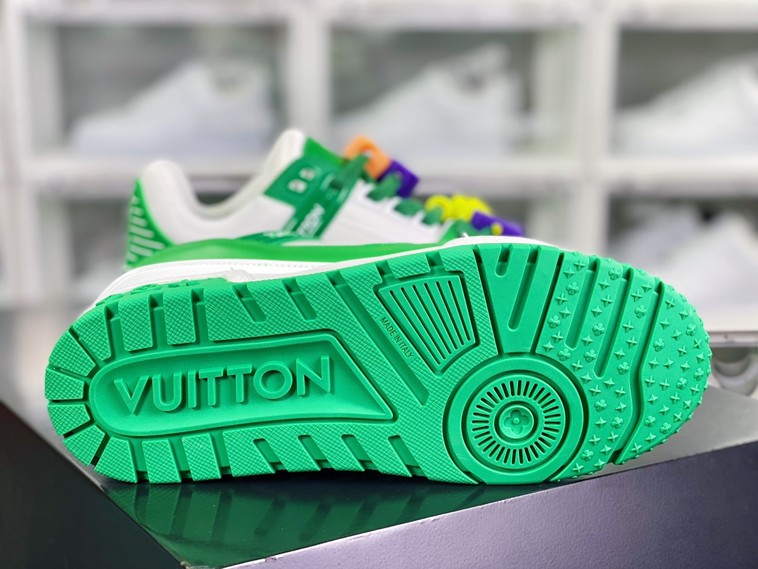 【Louis Vuitton】 Trainer Maxi Low Sneaker 面包版马克西系列低帮板鞋“绿白多彩鞋带串珠”1AB8SR
