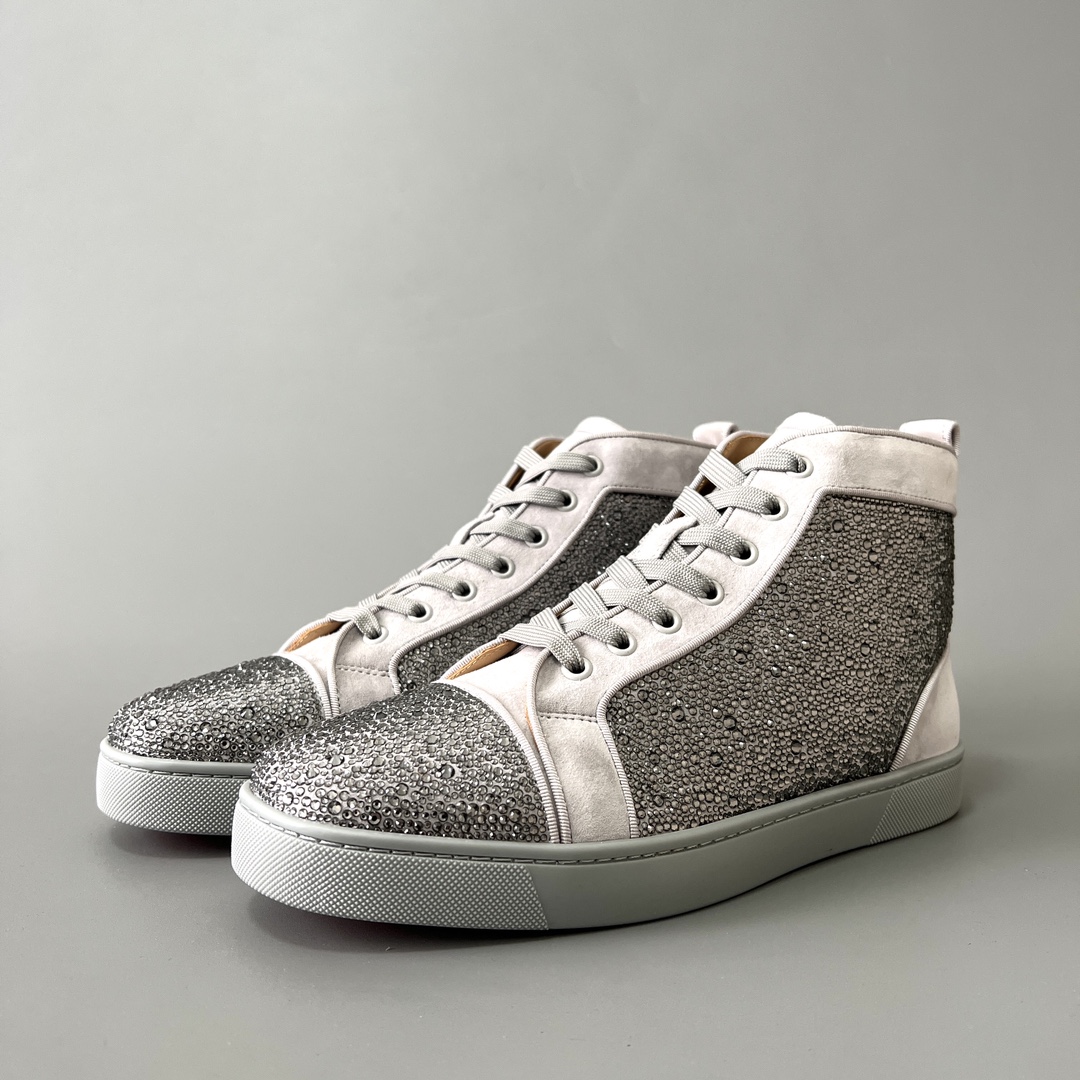 Christian Louboutin Knockoff
 Skateboard Shoes Grey Cowhide High Tops