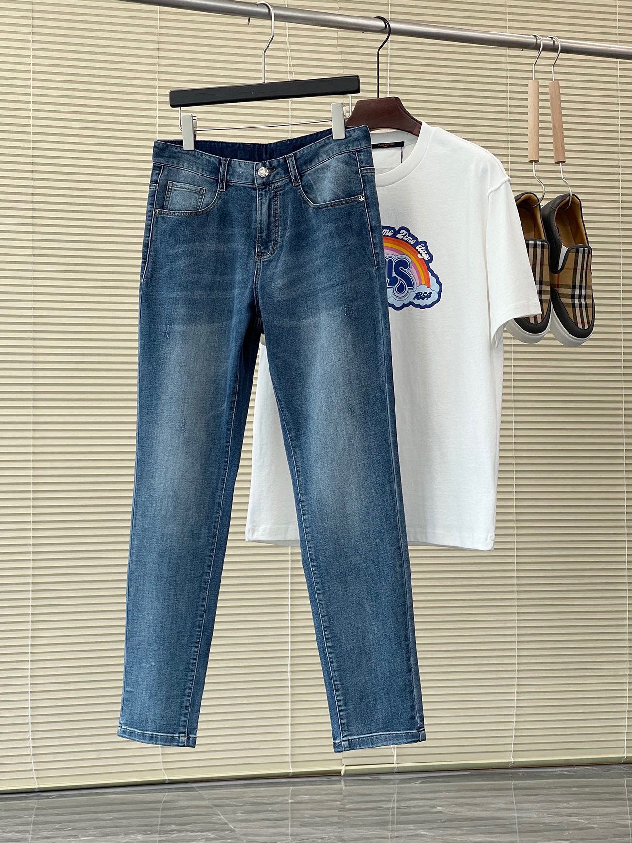 Clothing Jeans Pants & Trousers Blue White Men Denim Spring/Summer Collection CE005129