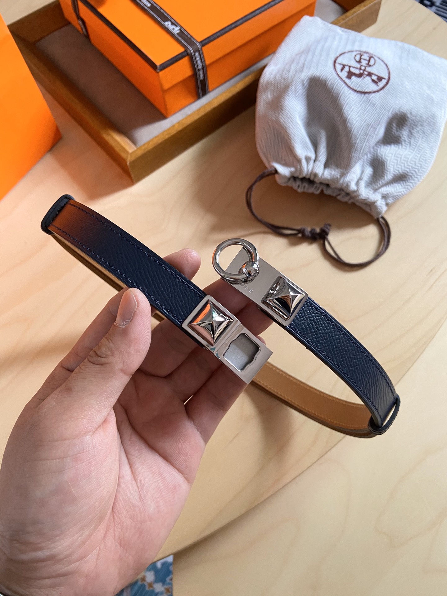 Hermès 凯利女款皮带，EPSOM进口小牛皮，新款菱形金字塔扣，长度可调节，一带通用码 夏日精品 宽度 1.8cm