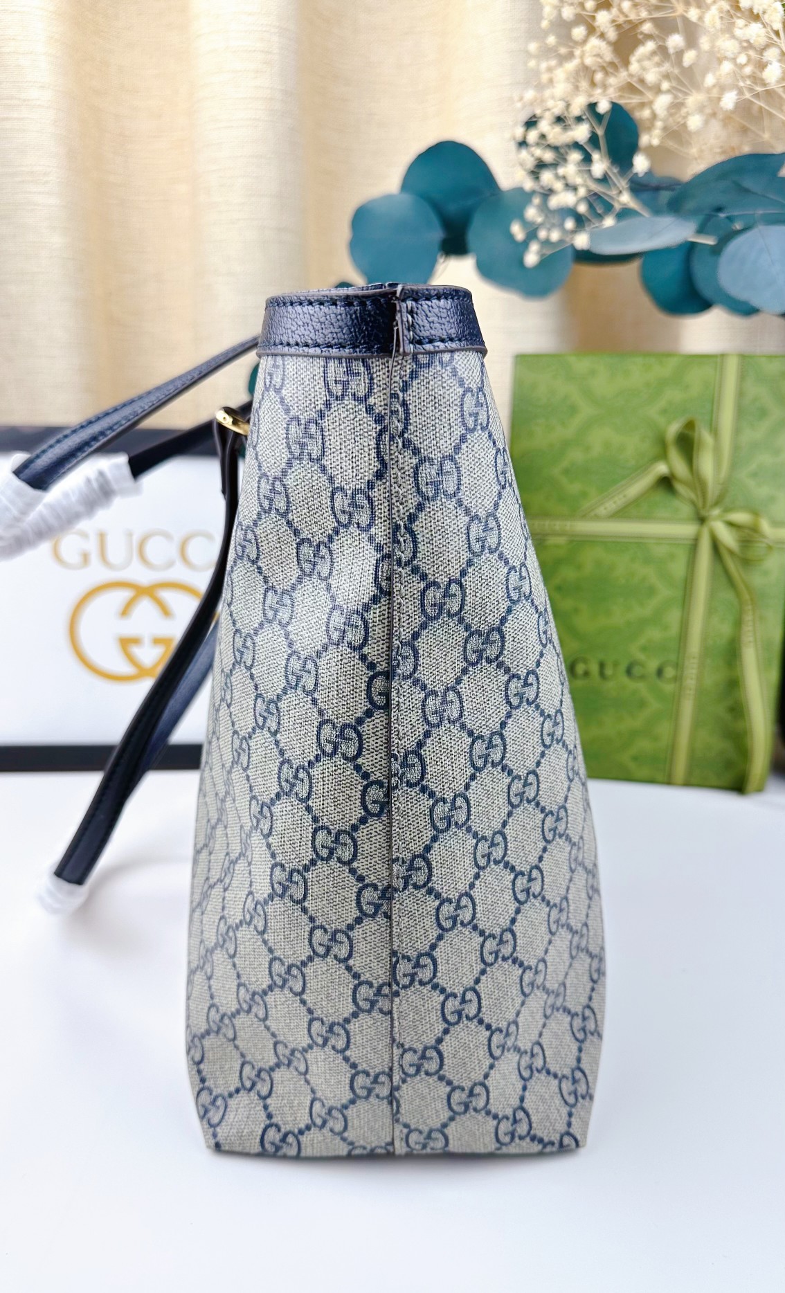 💰400 G家最新购物袋🛍️ GG图案和条纹织带，且