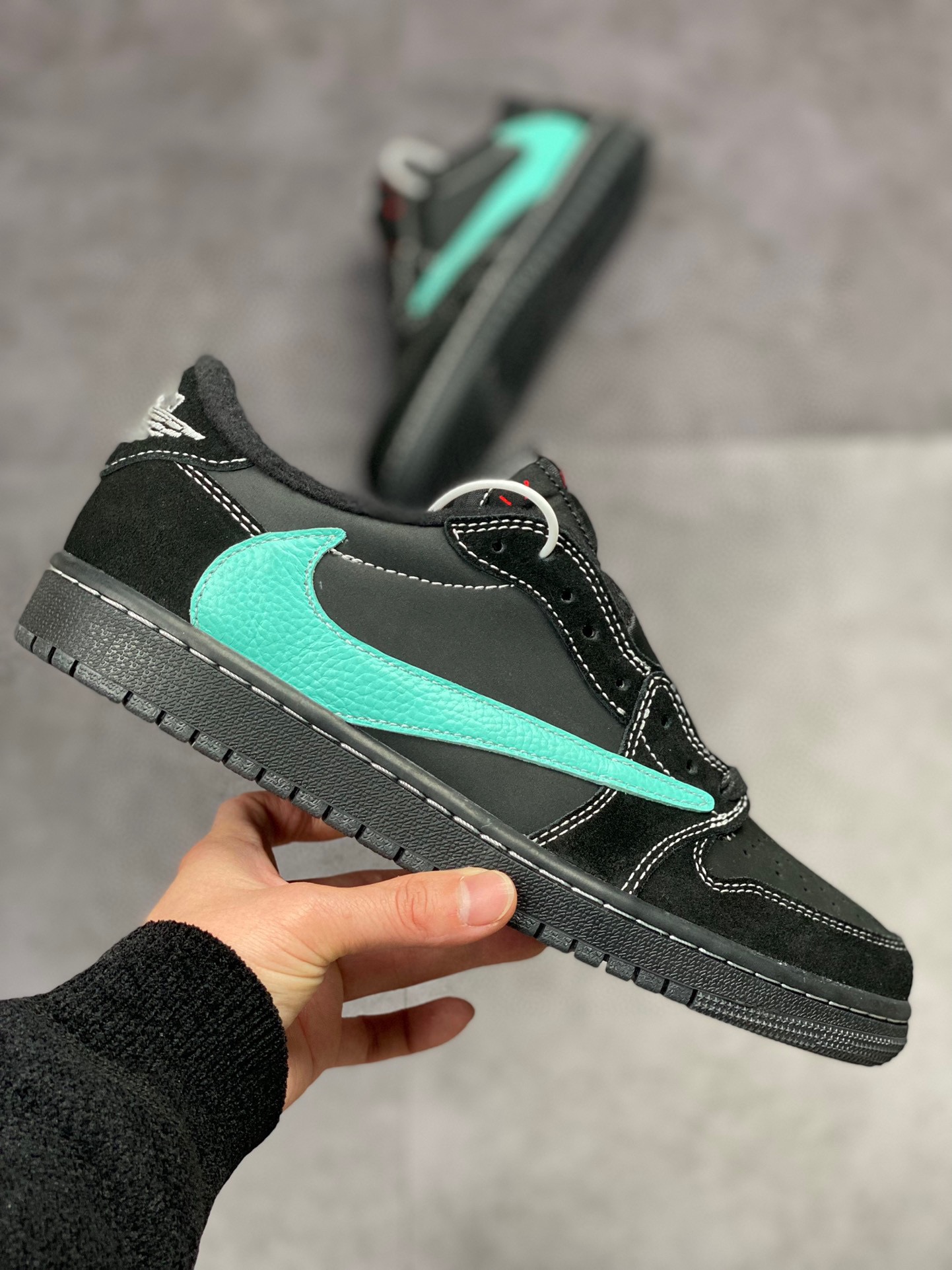 创意定制强行三方联名 “蒂芙尼倒钩” Travis Scott x Tiffany & Co. x Nike Air Jordan 1 Low TS联名黑蒂芙尼蓝倒钩“Tiffany Blue” DM7866-311