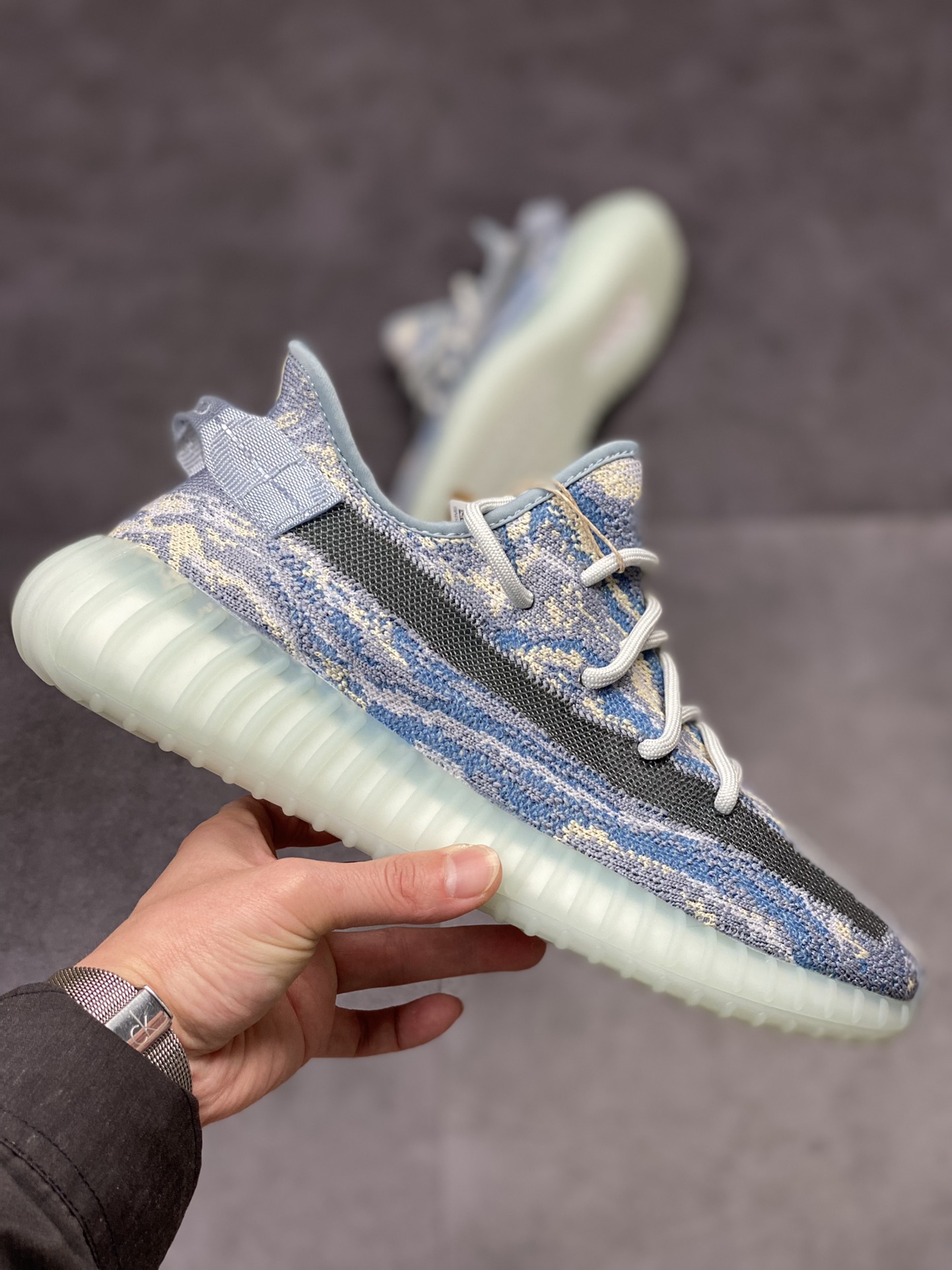 Adidas Yeezy Boost 350 V2 Blue Gray Tyrannosaurus Marble Pattern GW3375