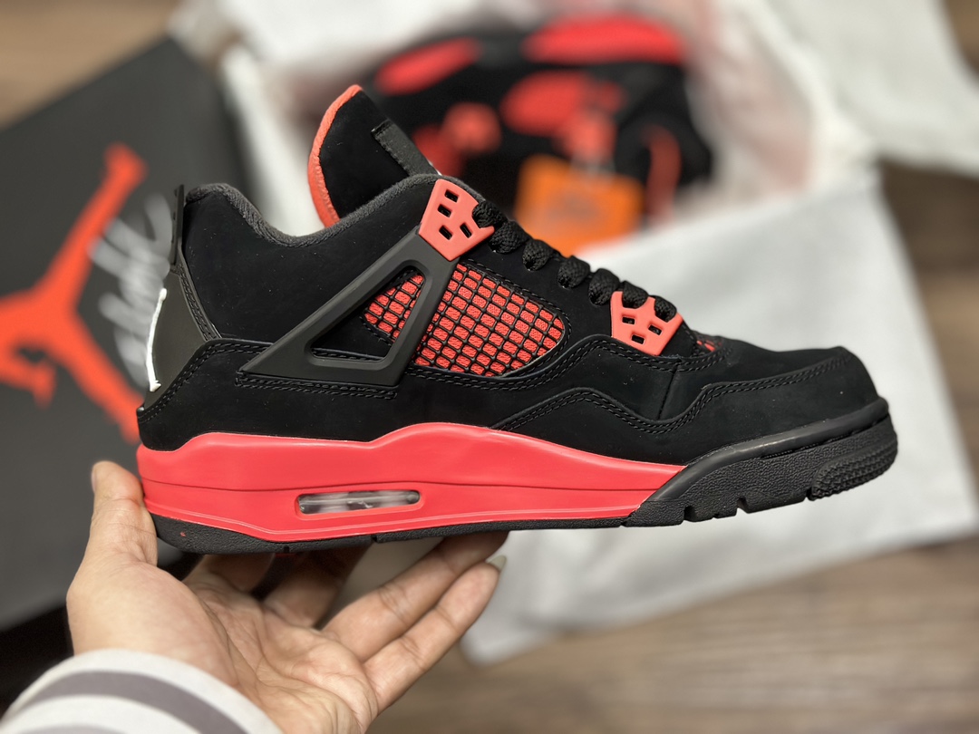 公 Air Jordan 4 aj4 乔4 “黑红雷公”女鞋 408452-016