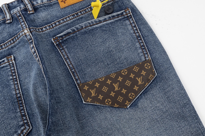 260 Louis Vuitton /路易威登 水洗老花皮革经典LOGO牛仔裤