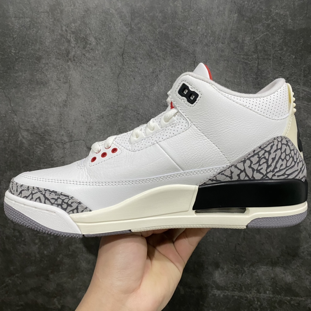 图片[2]-OG版本 Air Jordan AJ3 做旧复刻复古白水泥 货号：DN3707-100n纯原大厂出品 品质毋庸置疑n全鞋均使用原厂皮料 细节无可挑剔n完美鞋型 裁边清洁度无敌 皮料为细腻甩纹牛皮后跟定型也很好 反口弧度自然 正确爆裂纹n高端零售客户的极佳选择 尺码：40-47.5-莆田鞋批发中心