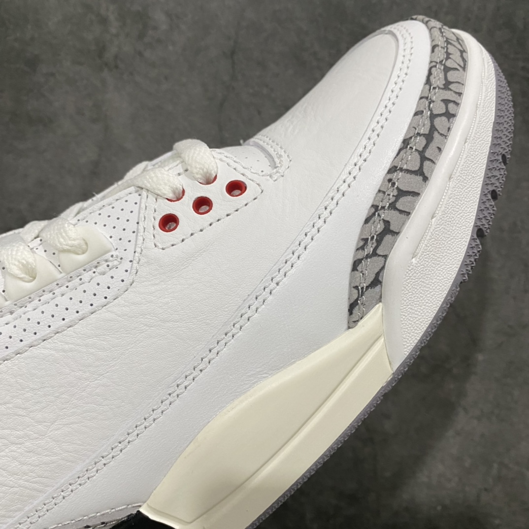 图片[6]-OG版本 Air Jordan AJ3 做旧复刻复古白水泥 货号：DN3707-100n纯原大厂出品 品质毋庸置疑n全鞋均使用原厂皮料 细节无可挑剔n完美鞋型 裁边清洁度无敌 皮料为细腻甩纹牛皮后跟定型也很好 反口弧度自然 正确爆裂纹n高端零售客户的极佳选择 尺码：40-47.5-莆田鞋批发中心