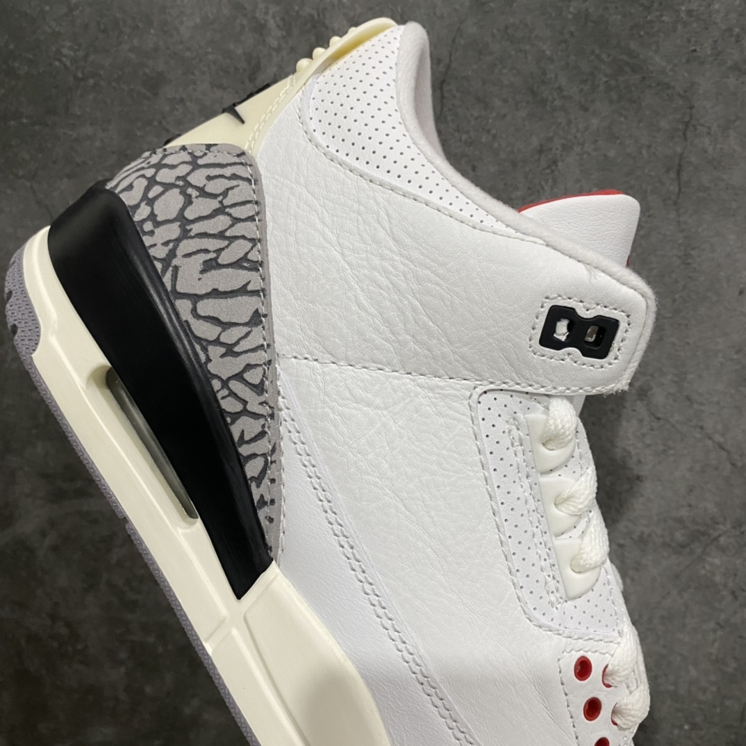 图片[7]-OG版本 Air Jordan AJ3 做旧复刻复古白水泥 货号：DN3707-100n纯原大厂出品 品质毋庸置疑n全鞋均使用原厂皮料 细节无可挑剔n完美鞋型 裁边清洁度无敌 皮料为细腻甩纹牛皮后跟定型也很好 反口弧度自然 正确爆裂纹n高端零售客户的极佳选择 尺码：40-47.5-莆田鞋批发中心