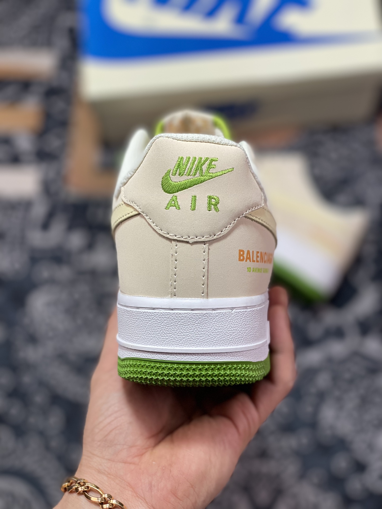 220  BALENCIAGA x Nike Air Force 1’07 Low”Custard/Avocado”315122-008