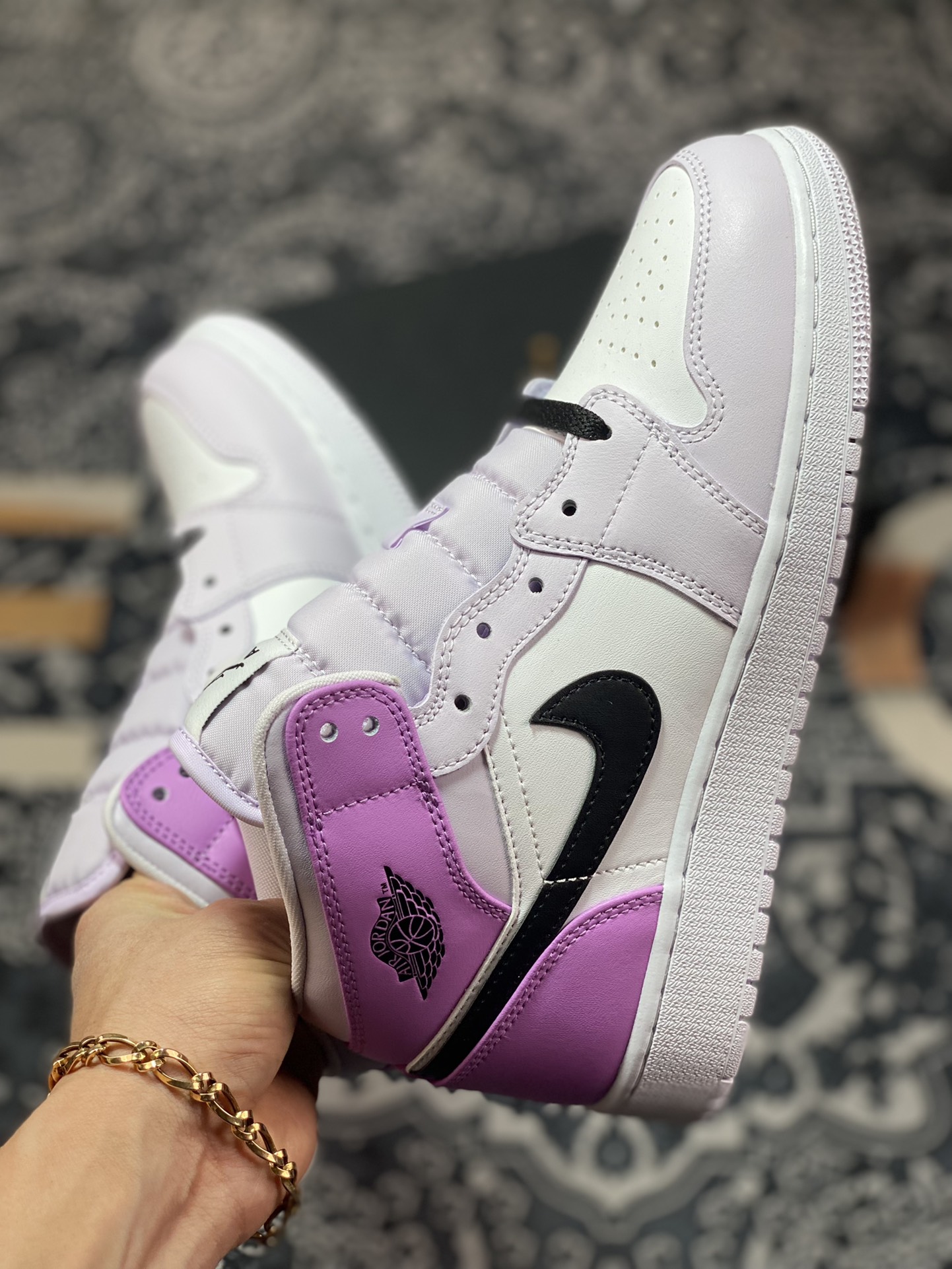 260 优选  DT纯原Air Jordan 1 Mid AJ1乔1中帮文化篮球鞋 渐变葡萄紫DQ8423-501