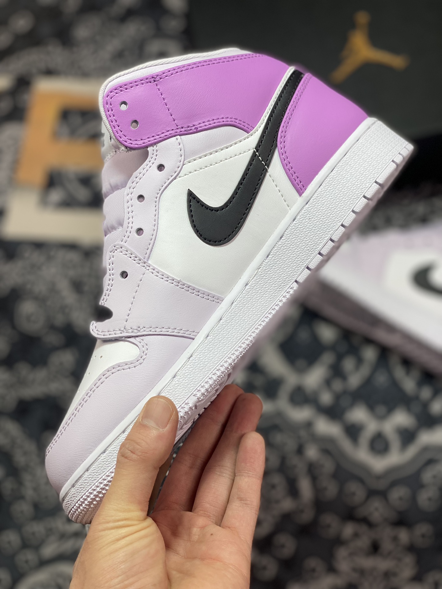 260 优选  DT纯原Air Jordan 1 Mid AJ1乔1中帮文化篮球鞋 渐变葡萄紫DQ8423-501