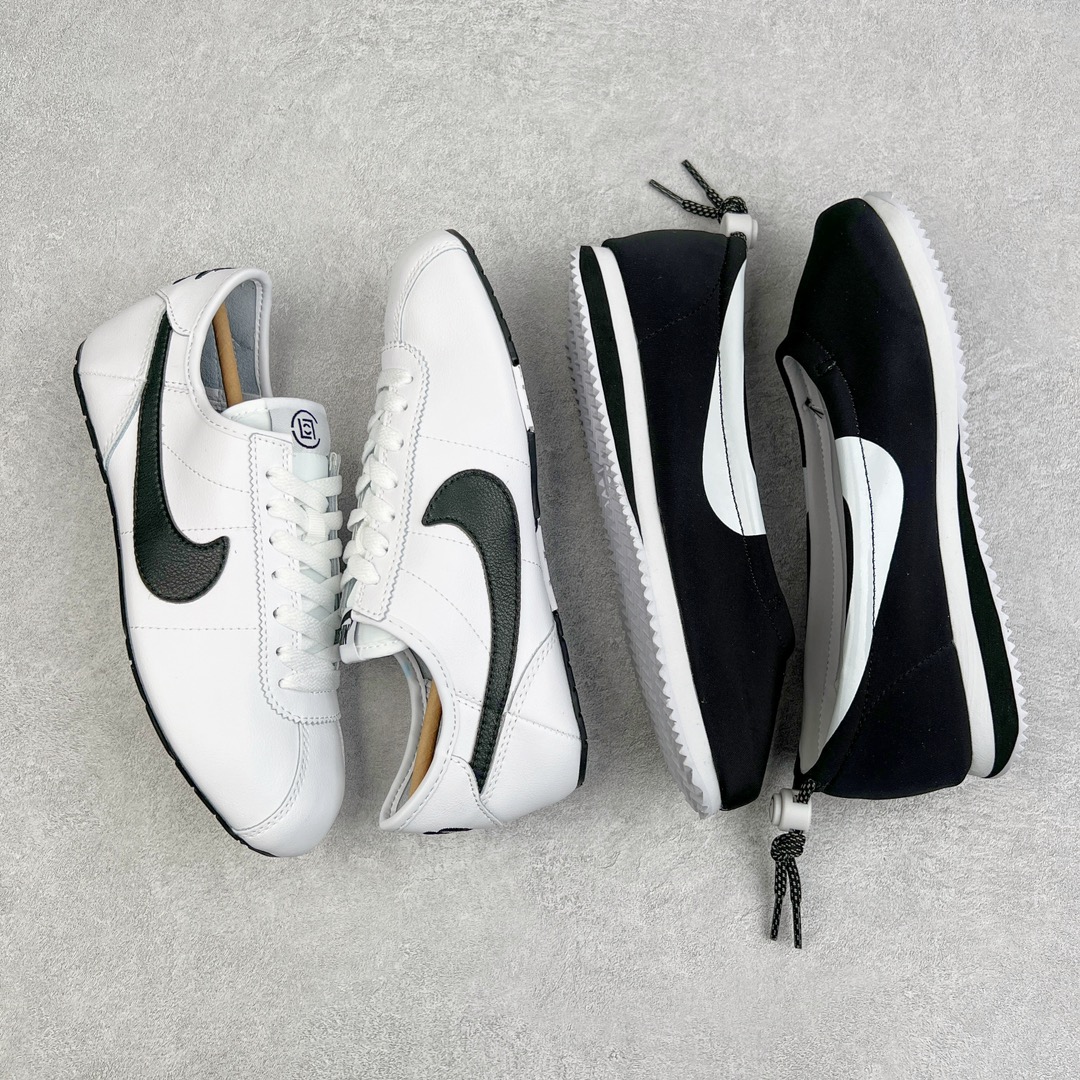 图片[3]-陈冠希Clot x NK Clotez 三合一 太极阴阳 可拆卸潮流复古跑步功夫鞋阿甘鞋 联名黑白 DZ3239-002 从 “Kung Fu Soul\\\”中获取了灵感 结合自己独特的视角与想法 再辅以NK所拥有的技术 打造出了一款三合一设计、并以传统功夫鞋为蓝本的创意球鞋 除了我们看到合并状态之外 Clotez还可以拆开成运动鞋及便鞋两个独立鞋款 一鞋三穿 玩法新颖 一半黑色一半白色的鞋身呈现出百搭「黑白」配色效果 鞋垫后跟包括鞋盒上等细节处都出现了阴阳太极的元素 并且后跟与包装纸上都有功夫元素 整体设计采用经典Cortez造型 内层由优质皮革材质打造 外层是以松紧束带方式进行固定的鞋套 结构十分新颖 材料的远用上也很用心 尺码：36 36.5 37.5 38 38.5 39 40 40.5 41 42 42.5 43 44 44.5 45 46-选品中心