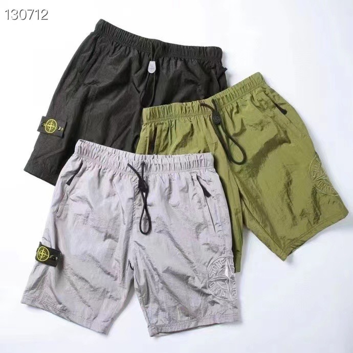 Stone Island Clothing Shorts Top Quality
 Army Green White Embroidery Nylon Summer Collection Quick Dry