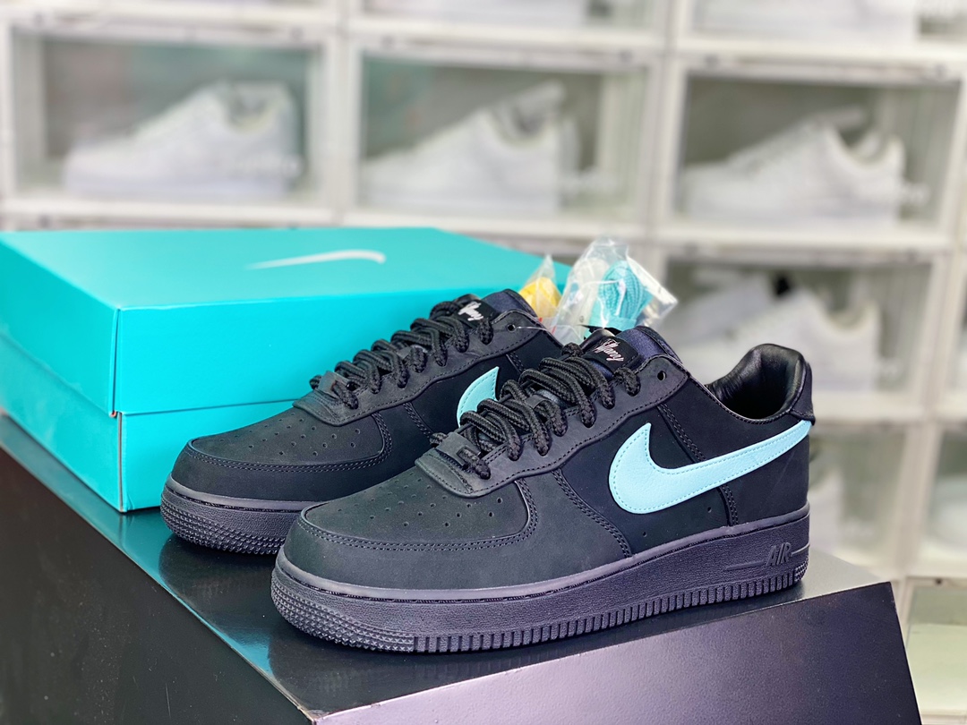 Tiffany & Co. x 【Nike】 Air Force 1 Low SP”1837”空军一号板鞋“联名黑蒂芙尼蓝”DZ1382-001